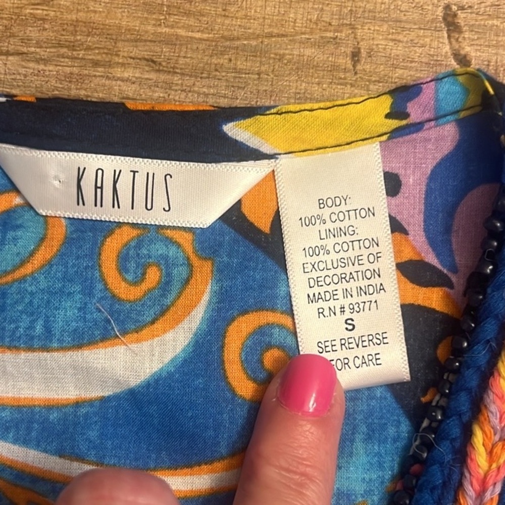 Kaktus,Vibrant V-Neck, Paisley Dress, Drawstring,Excellent Condition,Size S - Picture 6 of 10